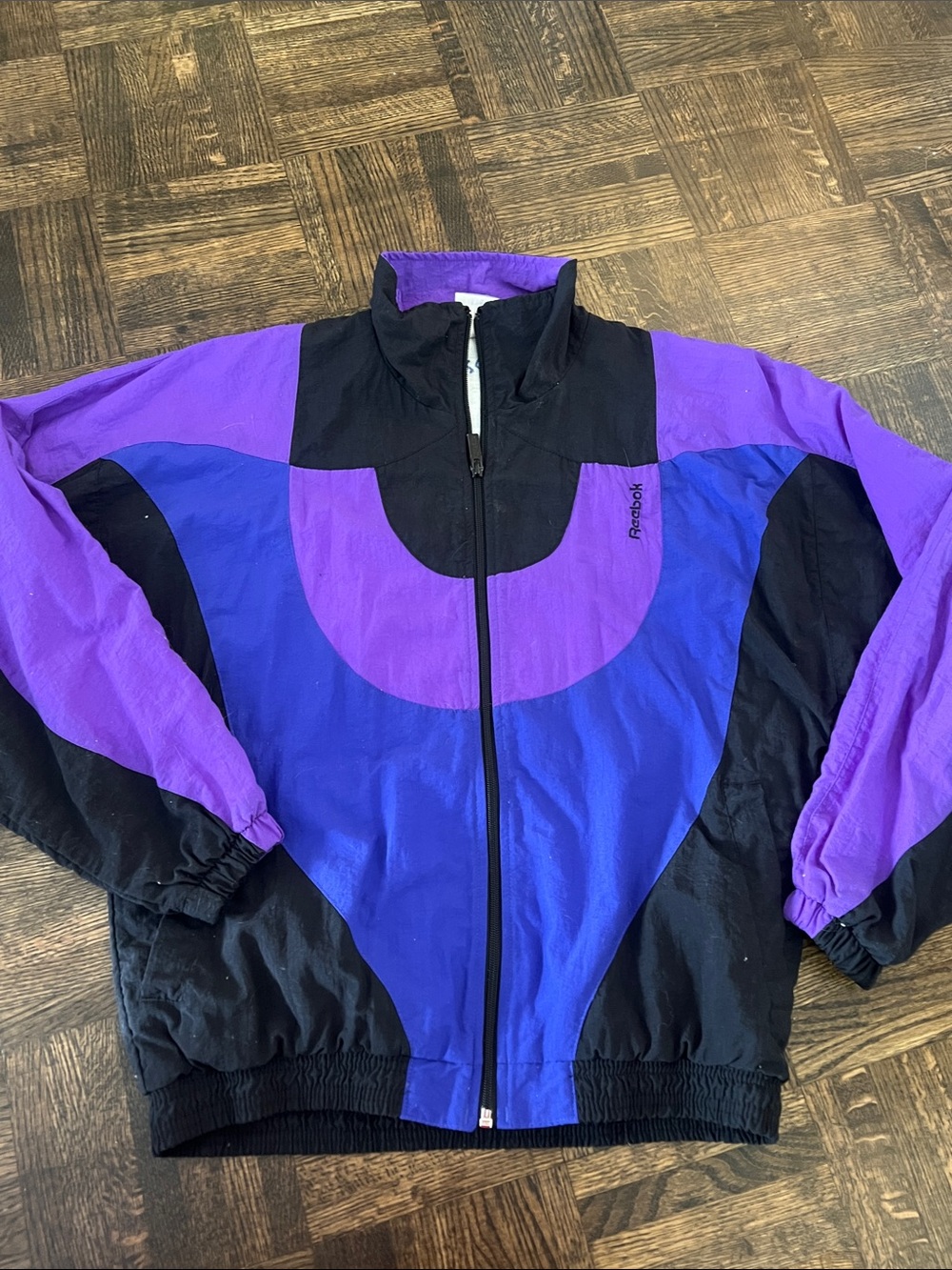 Vintage Reebok Black, Purple & Blue Colorblock Windbreaker